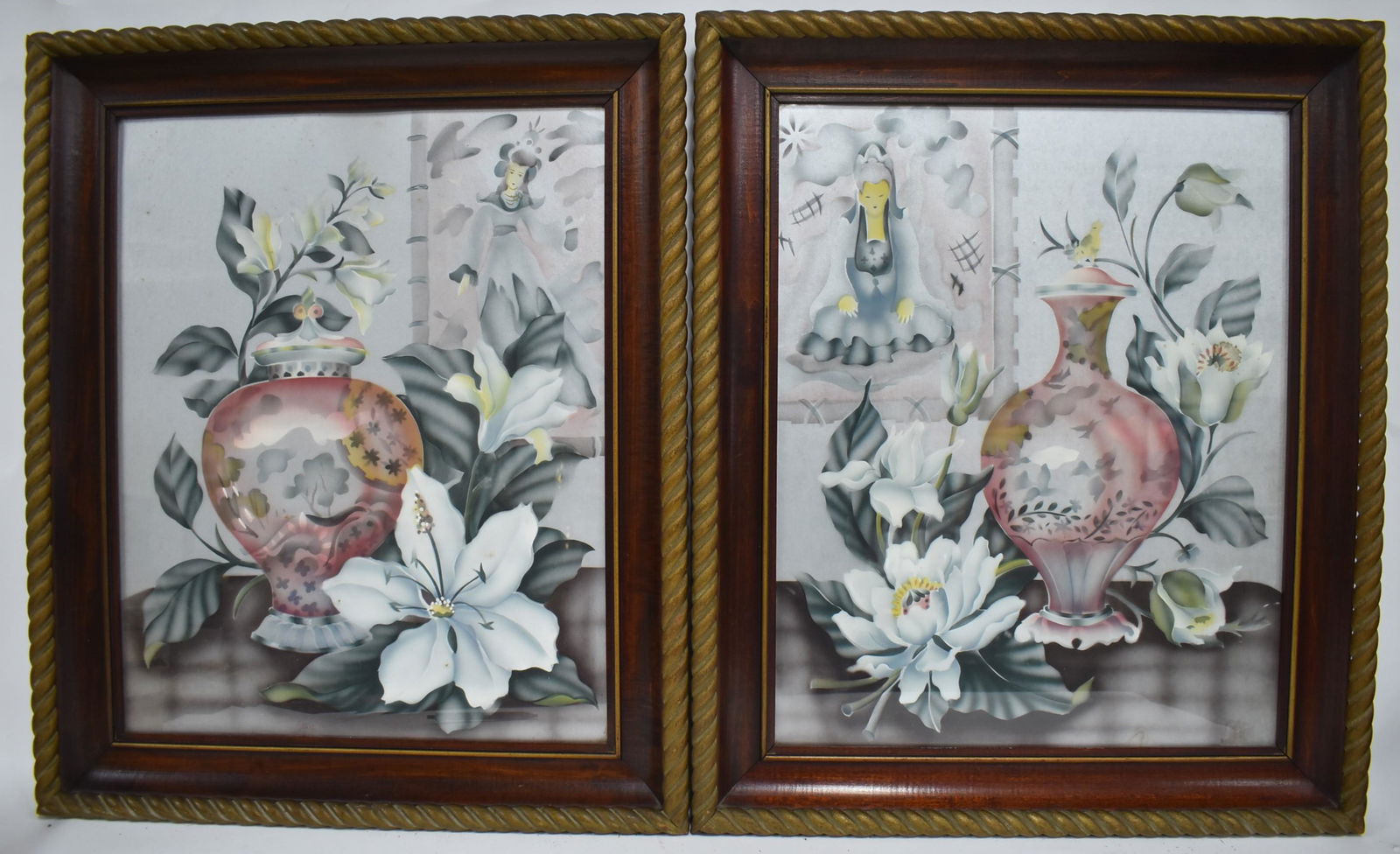 Pr. of Floral Silk Screen Prints (1 of 1)