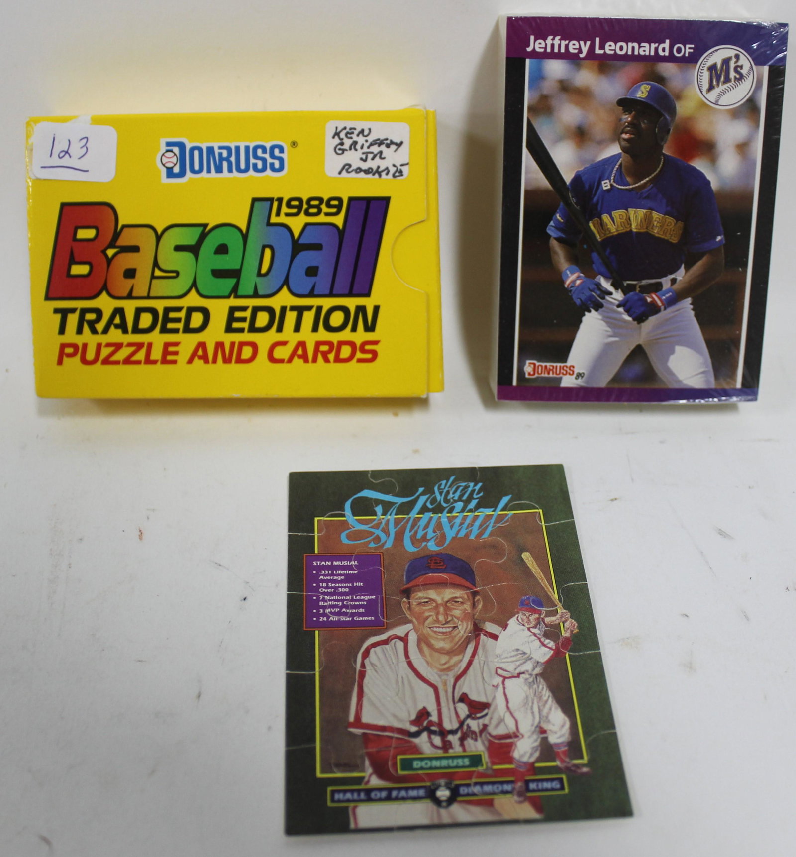 Donruss 1989 Traded Edition Puzzle and Cards.: Includes Ken Griffey Jr. Rookie Card. and a Stan Musial Puzzle. Card pack inside never opened. Musial puzzle never separated,