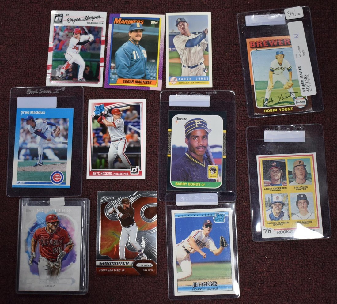 Collectors Lot of Rookies (10): 10 rookies includes Trout Harper, Bonds, Thome, Morris, Maddox, Jude, and Tatis