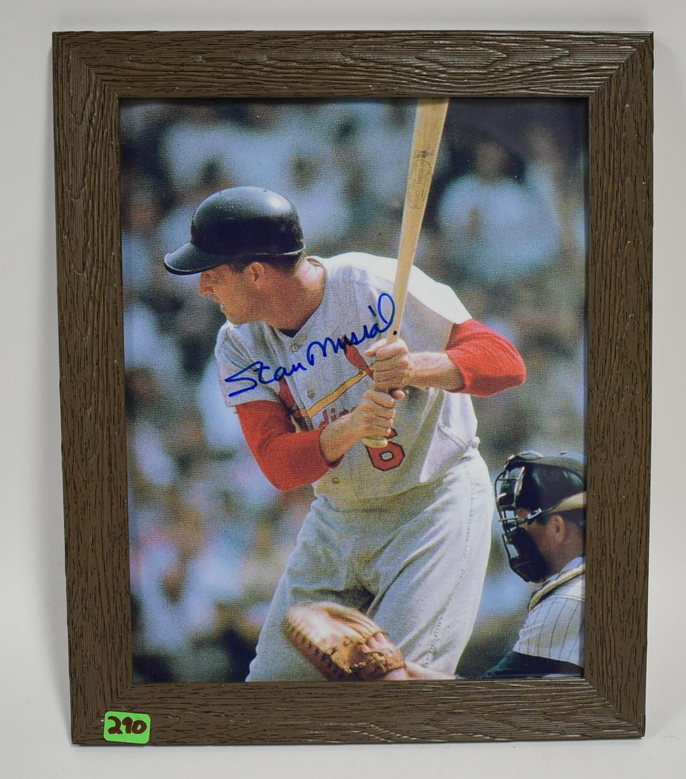 Stan Musial Sgd. Photo: Framed. Includes COA. 8 x10 (image).