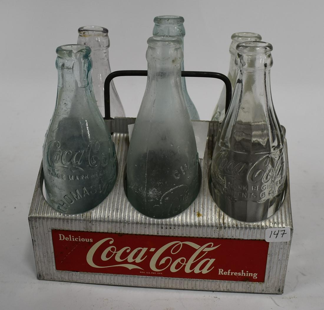 6 Pack Coca Cola Bottles With Metal Carrier. (1 of 7)