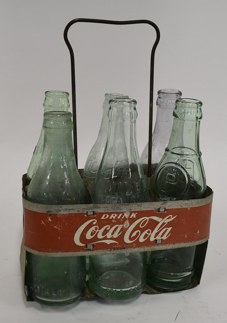 (6) Coca Cola Bottles In Metal Container. (1 of 10)