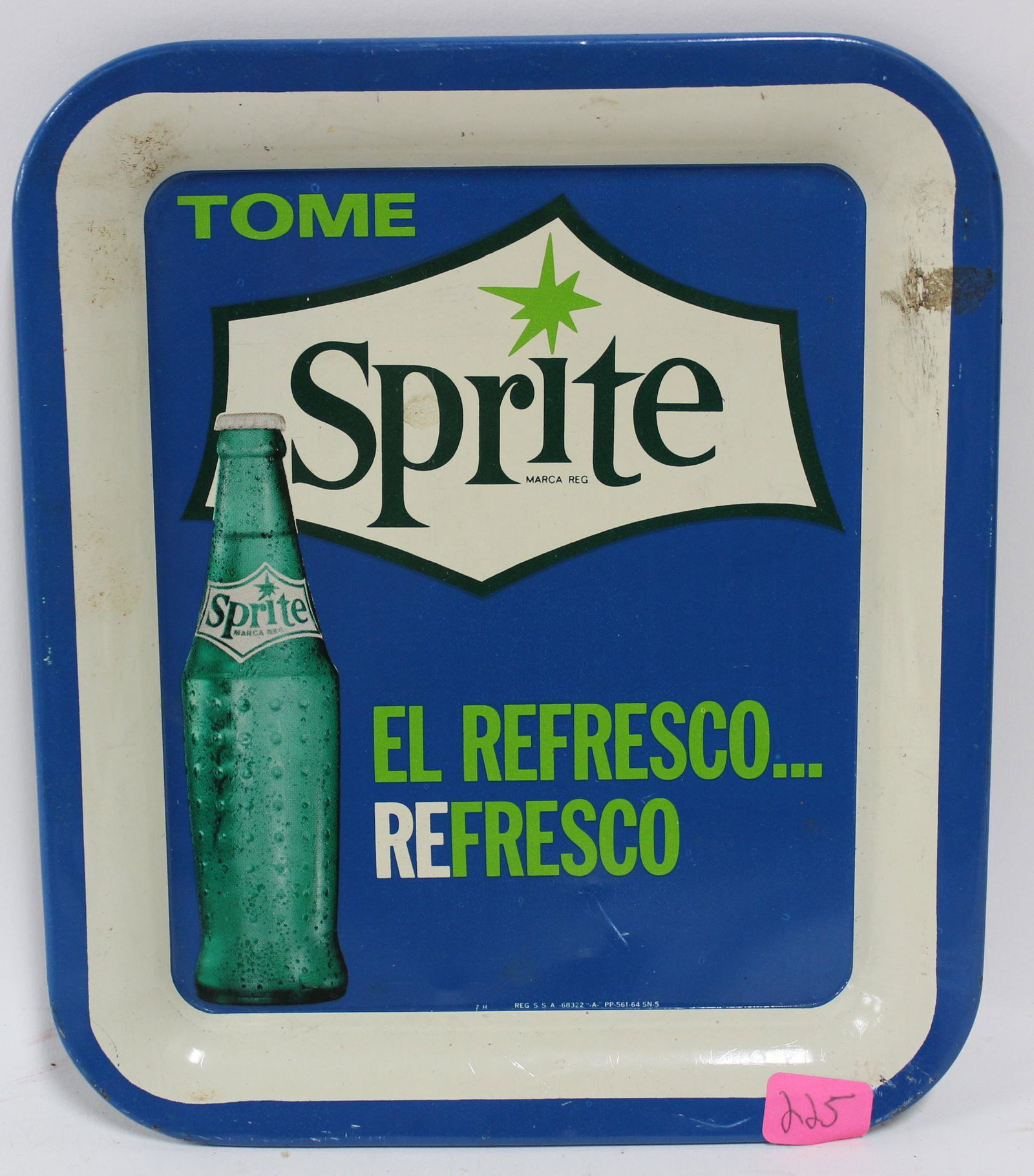Vintage Sprite Spanish Tray: Metal. 7.75 x 6.5