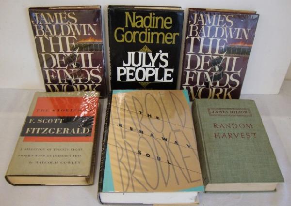 LOT OF BOOKS (6): Gordimer, Nadine July's People. Viking Press N.Y 1981.. D.J. Baldwin, James. The Devil Finds Work. Dial Press N.Y. 1976, D.J. First Printing (2 Copies). Hilton, James. Random Harvest: Little Brown & C