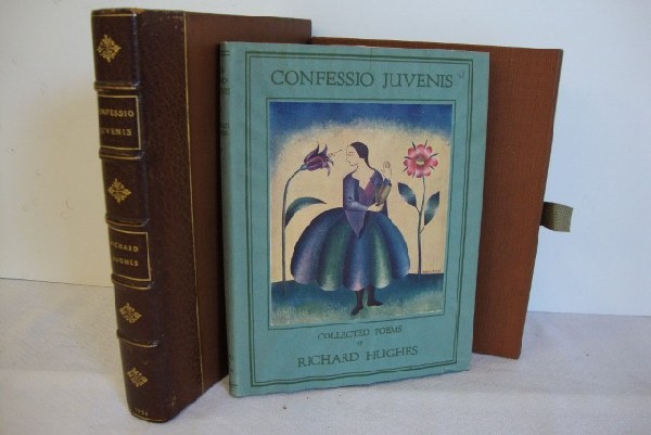 HUGHES, RICHARD CONFESSIO JUVENIS: 1926 N.Y. Signed by Richard Hughes and dated New York 1926, In d/j and protective board wrapper. Cloth boards. Leather has gilt lettering and date on the spine.