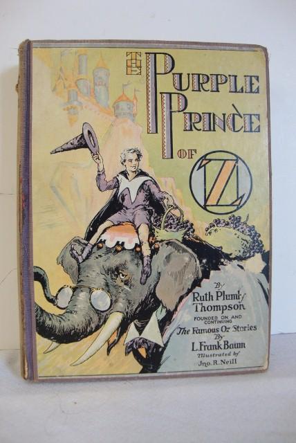 THOMPSON, R. PLUMLY. PURPLE PRINCE OF OZ: 1932 Chicago 1st Edition, spine ends crimped & torn, has all plates
