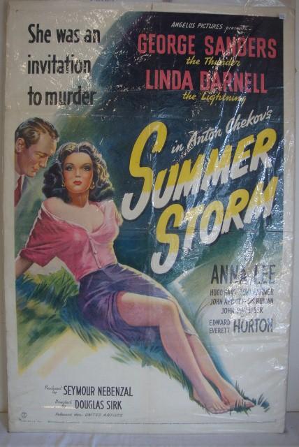 TWO ONE SHEET MOVIE POSTERS: The Moon and Sixpence. United Artists 1942. Sanders, Marshall. Summer Storm, United Artists, 1944. Sanders, Darnell. Both 27x41, F-VG