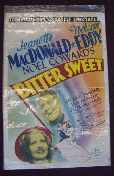 THREE ONE SHEET MOVIE POSTERS: Bittersweet, MGM. MacDonald, Eddy. D Type. Niagra Falls, United Artists, 1941. Woodworth, Brown, Pitts, Summerville. Getting Gerite's Garter, United Artists, 1945. O'Keefe, McDonald, Sullivan, Barnes.