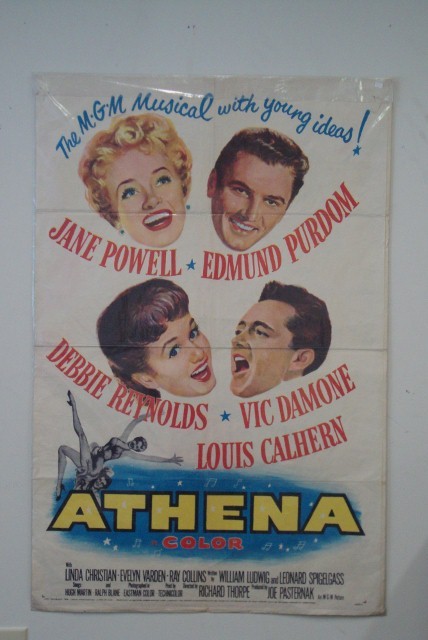 TOAST OF NEW ORLEANS AND ATHENA POSTERS: Two 1950's one sheet movie posters. The Toast of New Orleans. MGM, 1950. Niven, Grayson; Athena MGM, 1954;. Powell, Reynolds. Both 27 x 41. F-VG.
