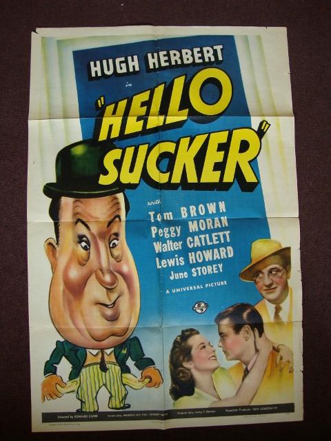 FIVE ONE SHEET VINTAGE MOVIE POSTERS: Hired Wife, Universal, 1940. Russell, Aherne. Folded. F; Hello Sucker, Universal, 1941. VF-F; Caribbean Mystery, 20th C. Fox, 1945. Dunn, Ryan. VF-F; The Fake, United Artists, 1953. Gray, O'Keefe. Fol