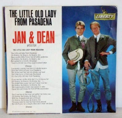 JAN AND DEAN 45 RPM RECORD: Liberty #55704. 1964. The Little Old Lady from Pasadena / My Mighty G.T.O. Original picture sleeve