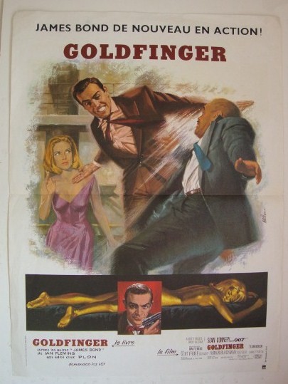 GOLDFINGER MOVIE POSTER: Foreign Version. United Artists. In pencil notation, The poster is marked 1984-1987 Reissue on the back Sean Connery. 17 1/2 x 24