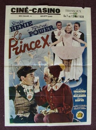 THIN ICE ONE SHEET MOVIE POSTER: Foreign Version. Le Prince X. 20TH C. Fox. 1938 1S Henie. Power 27x41 VF-F