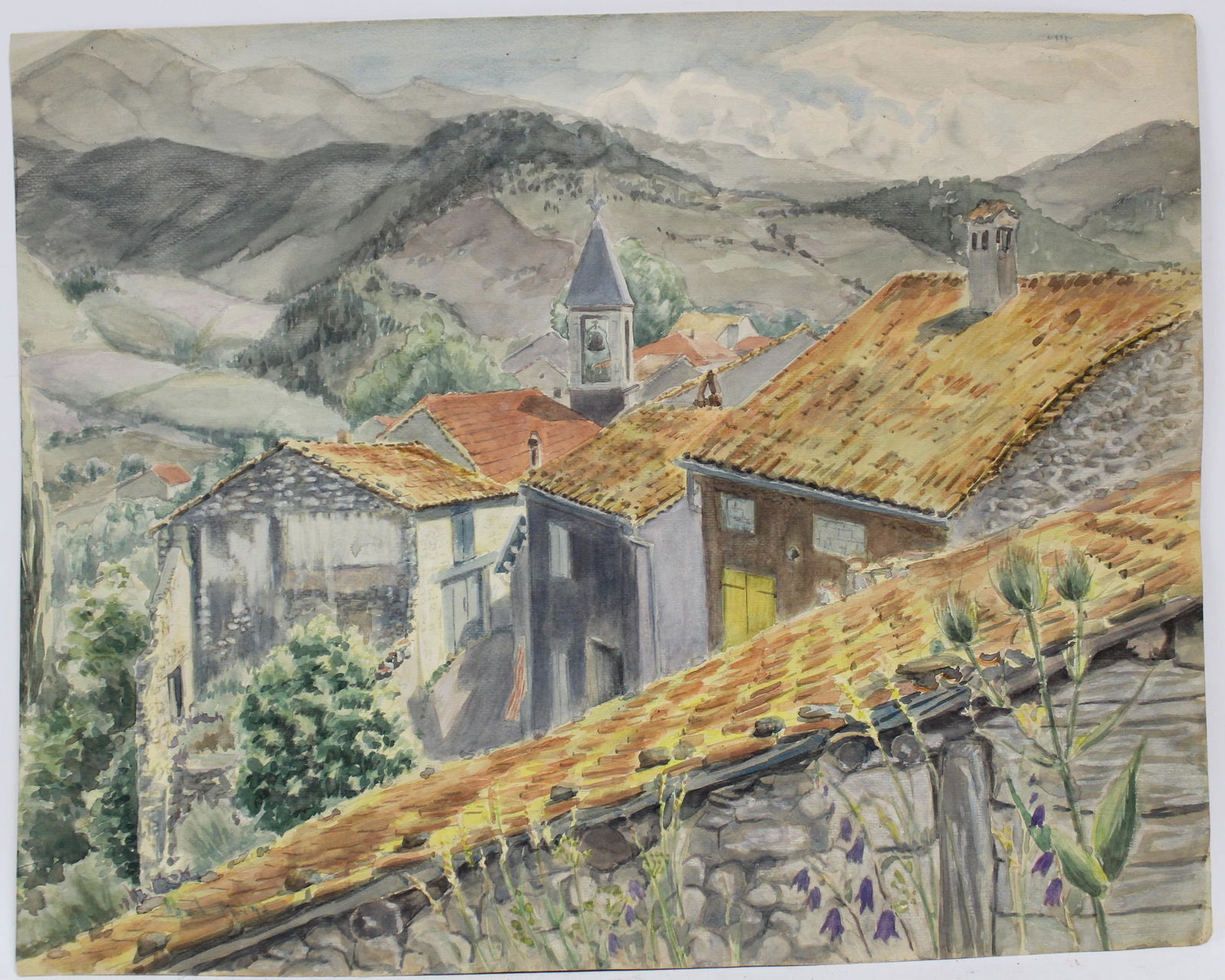 Paul Lucien Maze, 1930s-40 W/C "Rooftops" (1 of 3)