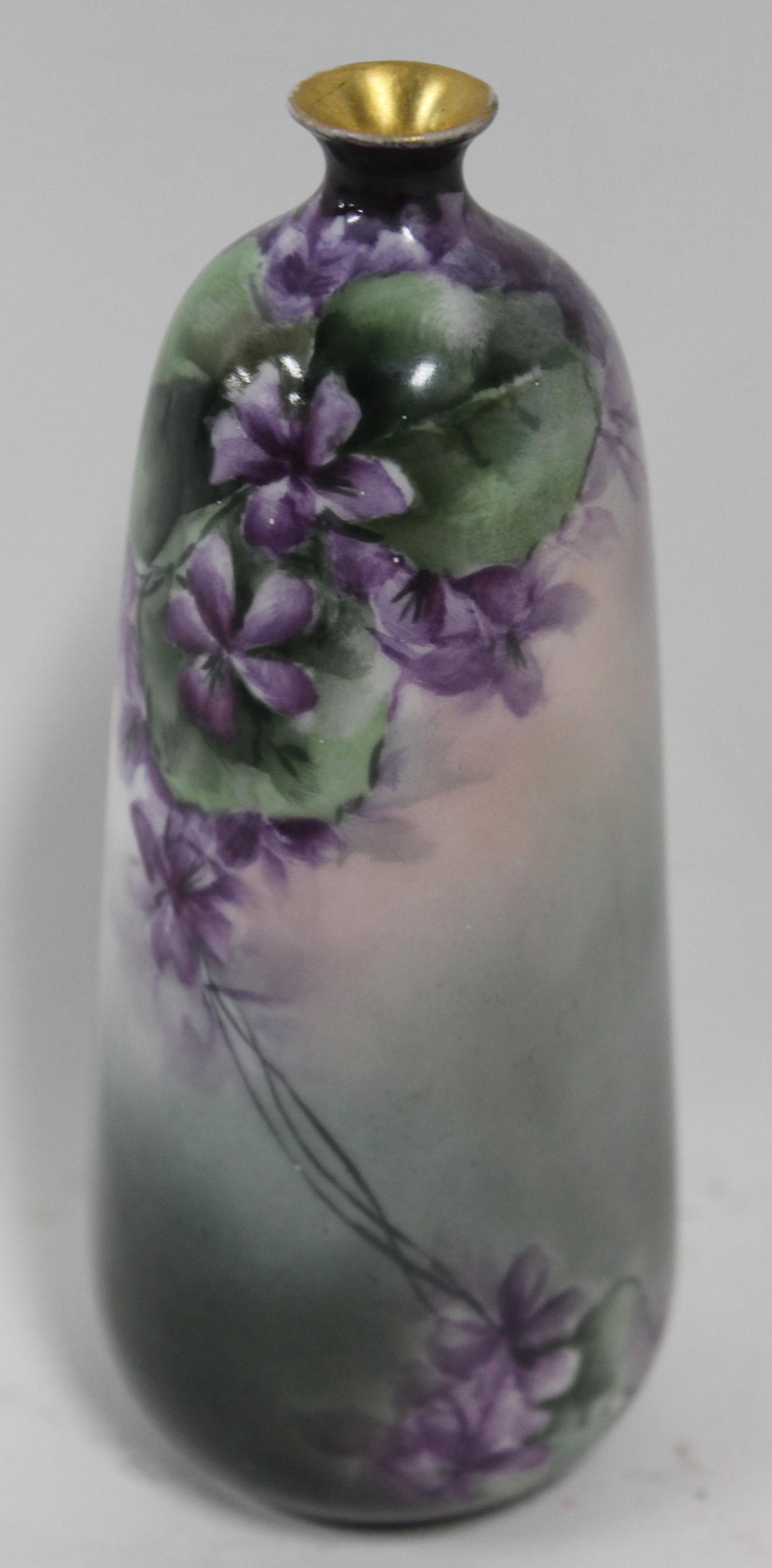 1910 French Hand Painted Vase Sgd. (1 of 4)