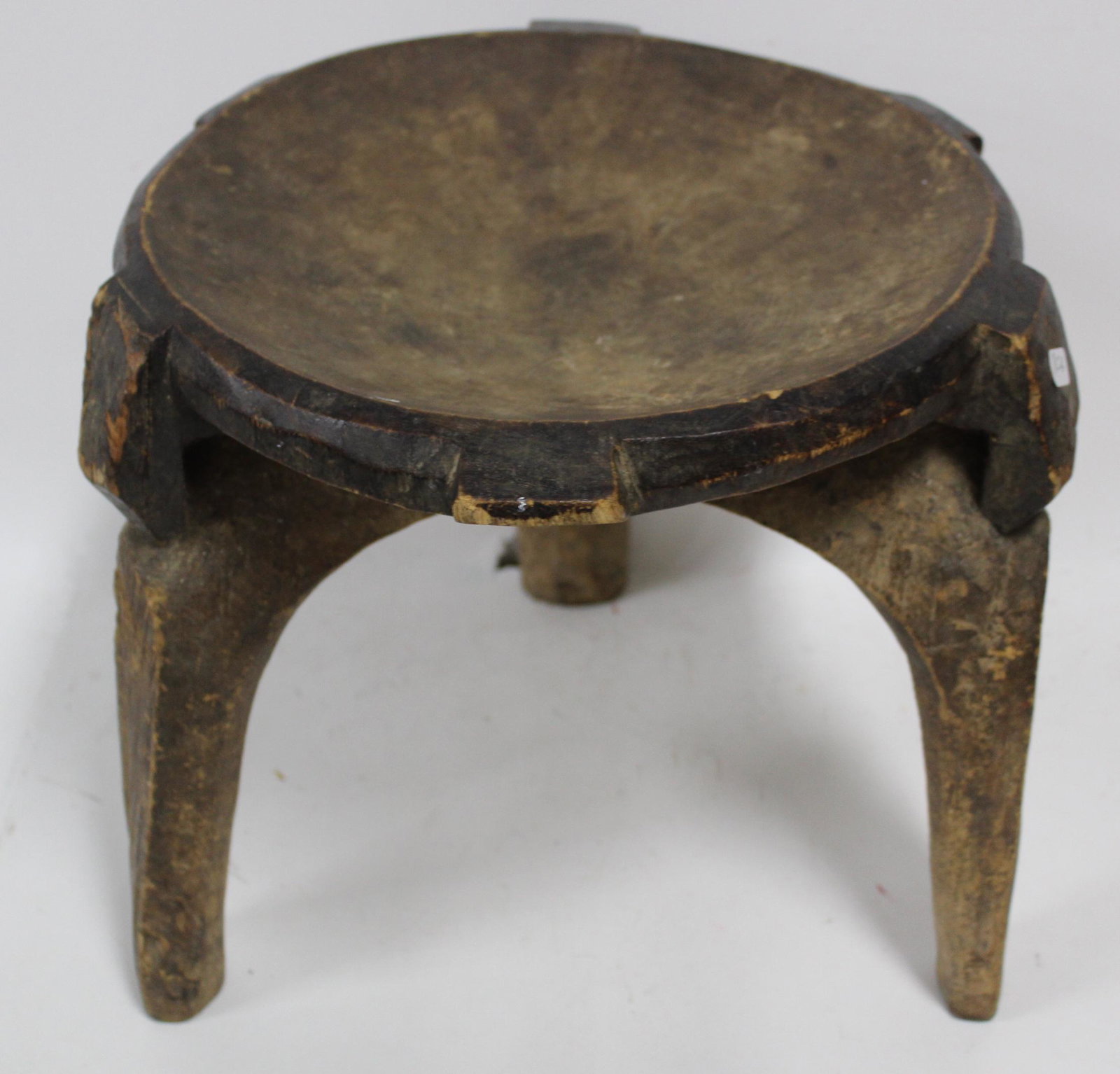 African Wood Carved Stool: 12.5 in. x 15 in.