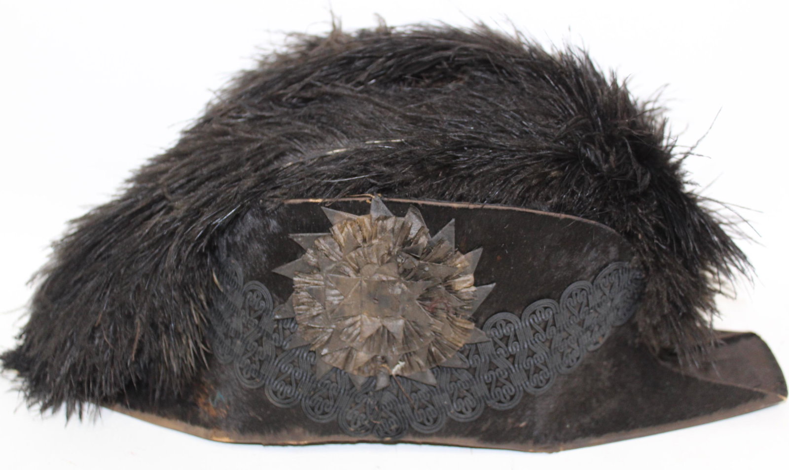 Unusual Woman's Antique Masonic Hat: Label in the interior reads, Masonic Regalia 108 Tremont St. Boston. Mrs. J.E. Marshall. 16 in.