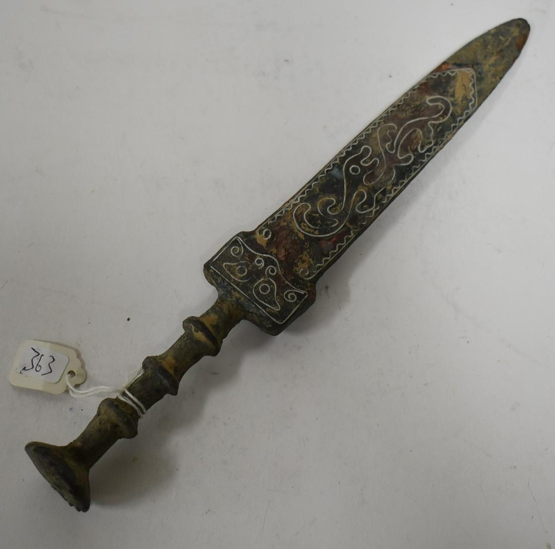 Antique Bronze Inlaid Dagger (1 of 6)
