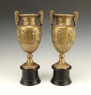 Pr. of French Type Neoclassical Bronze Urns (1 of 4)