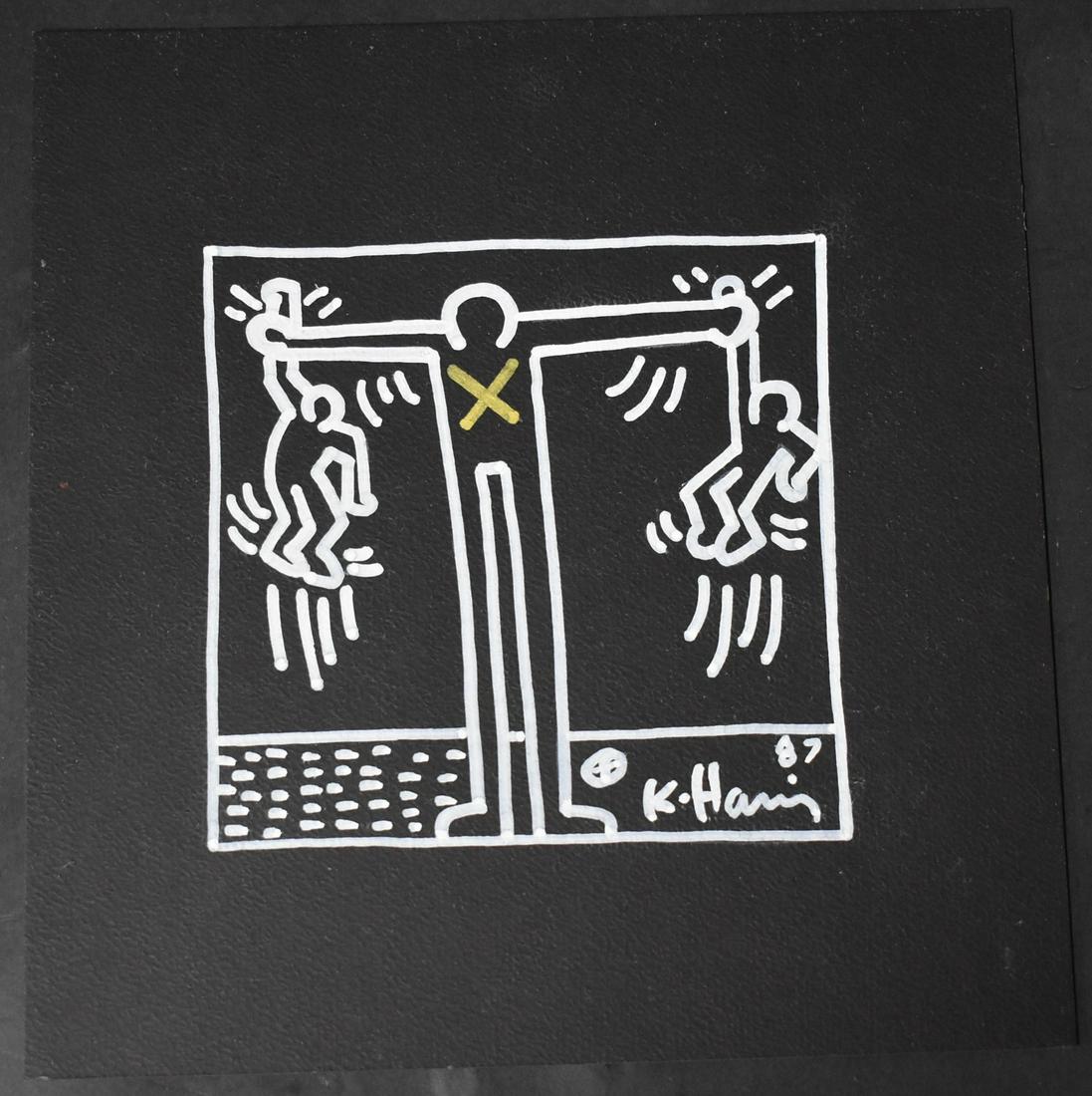 Keith Haring Sgd. Pen and Ink: Signed and Dated K. Haring '87. Size 9"H x 8.5"W