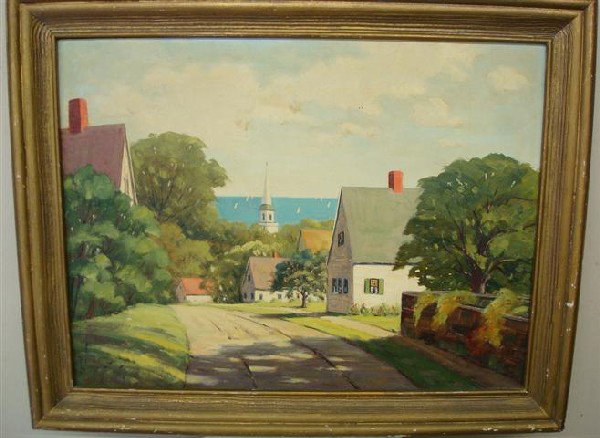 MARY BIGELOW; OIL PAINTING SIGNED: oil on board, Topsham, Maine, signed lower left; 16in. X 20in.