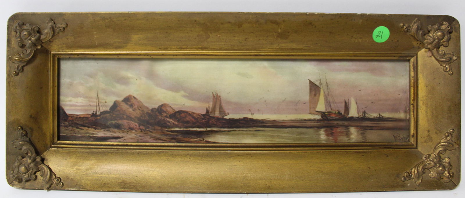 Pastel. Boats in Harbor. Sgd. Seha--- (1 of 5)