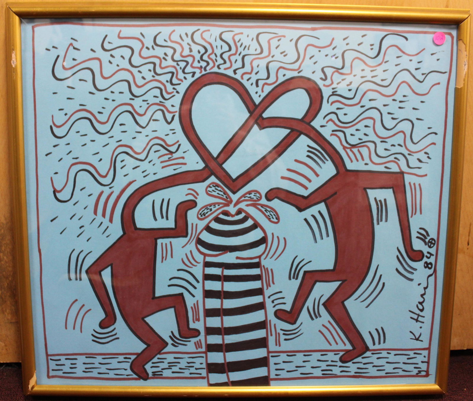 Haring, Keith (Amer., 1958-1990), Signed "84 Ink. (1 of 3)