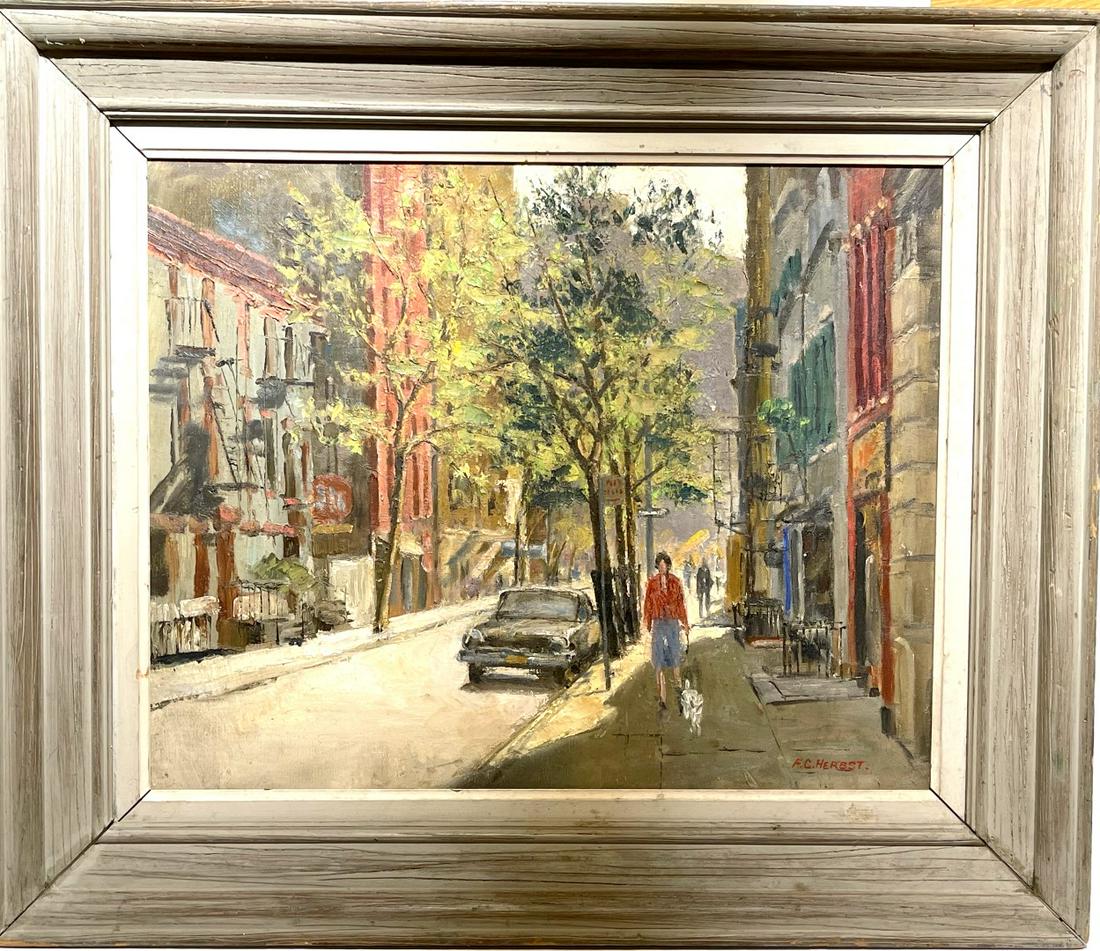 Frank C. Herbst. American Oil Elizabeth St., NYC Signed (1 of 6)