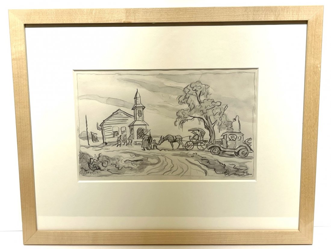 Thomas Hart Benton; American Ink Sketch Signed (1 of 5)