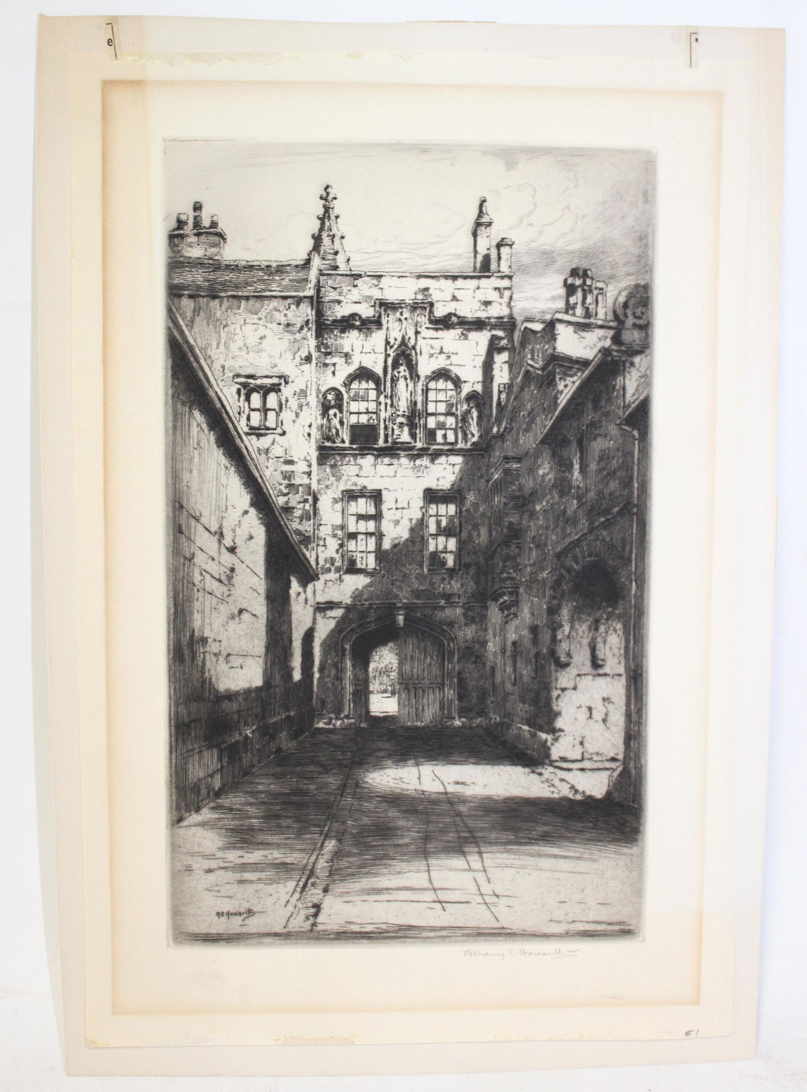 Etching, English Artist Albany Howarth. (1 of 3)