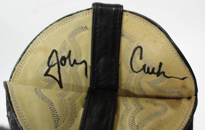 Vintage Justin Ostrich Skin Cowboy Boots Sgd. Cash