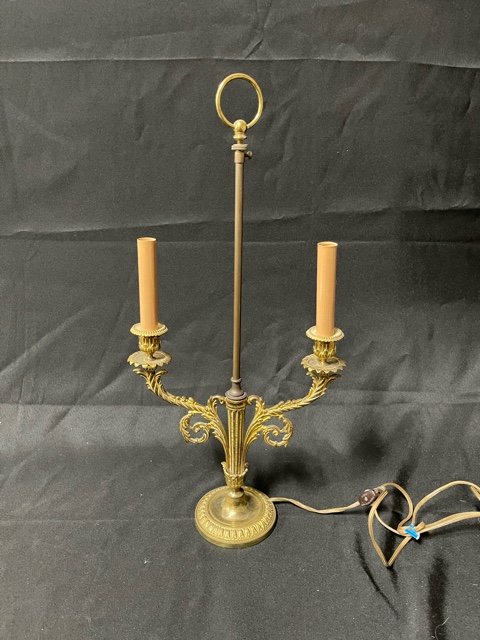 French Brass Double-Arm Candle Lamp (1 of 3)