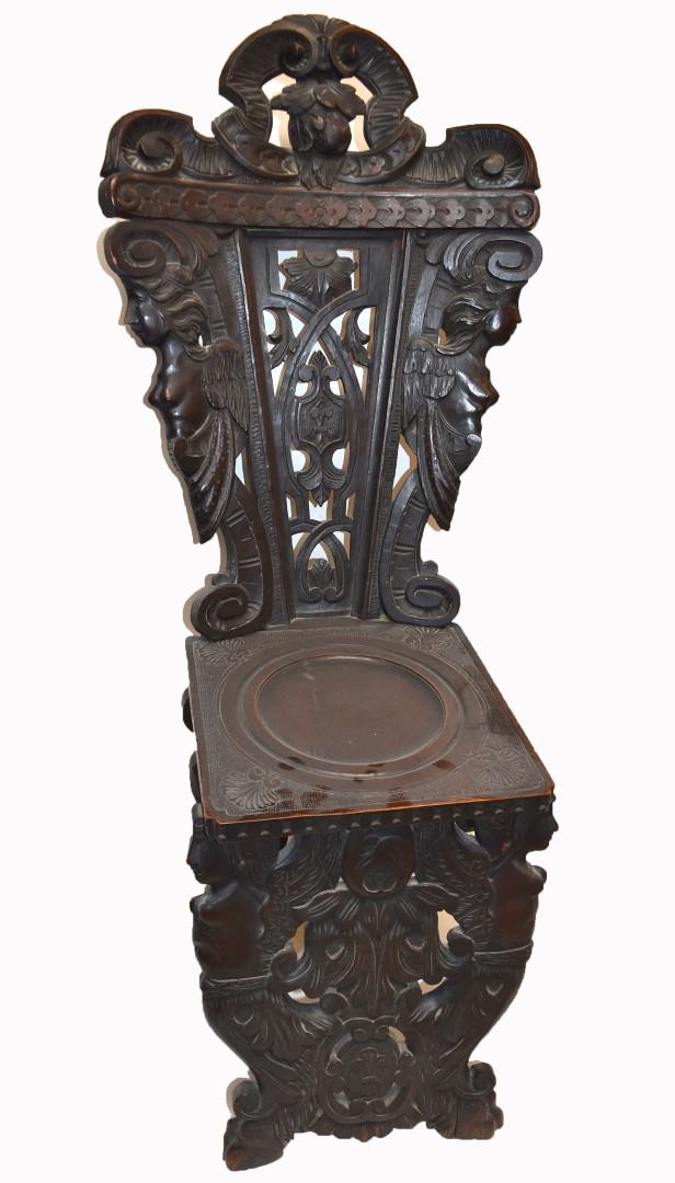 19thC. Italian Renaissance Carved Walnut Chair (1 of 5)
