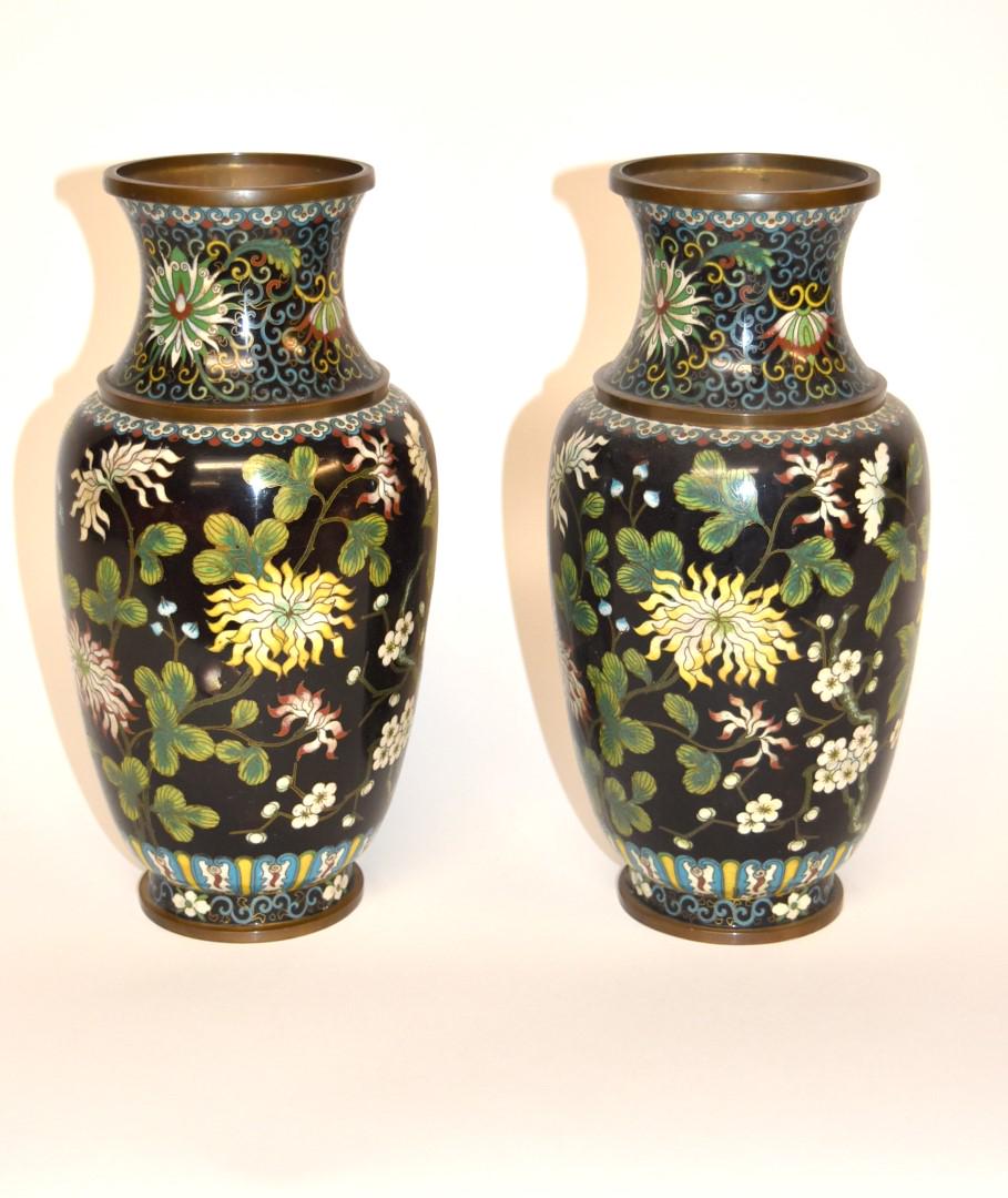 Pair of Japanese Cloisonne Vases (1 of 9)