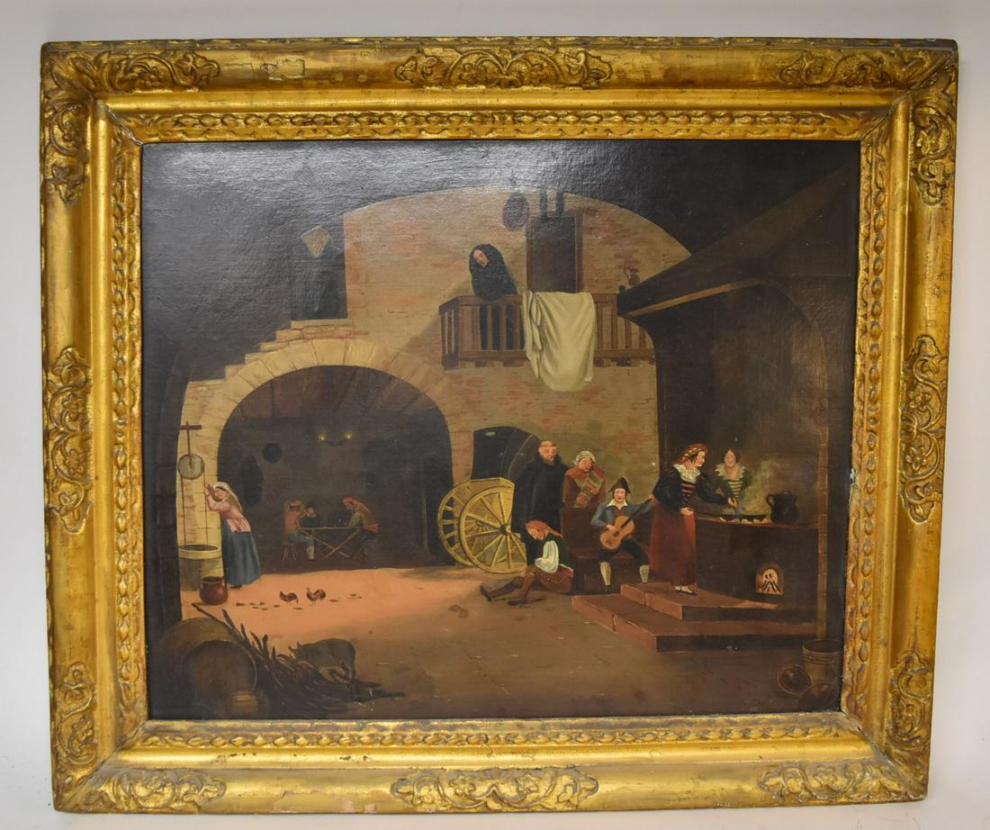 David Teniers(after); 19thC. Oil Courtyard Scene (1 of 6)