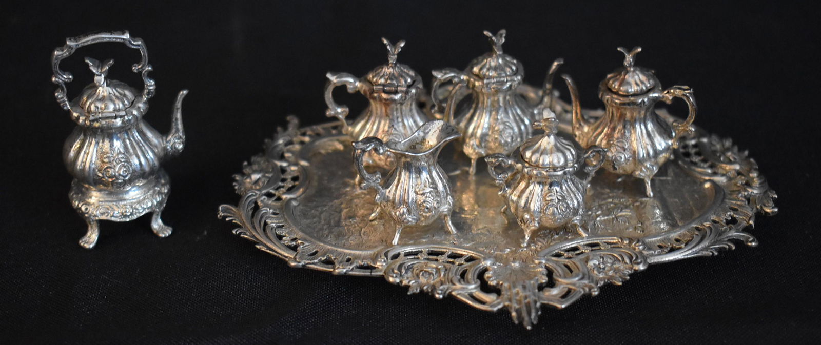 Miniature Sterling Tea Set on Tray (7) (1 of 6)