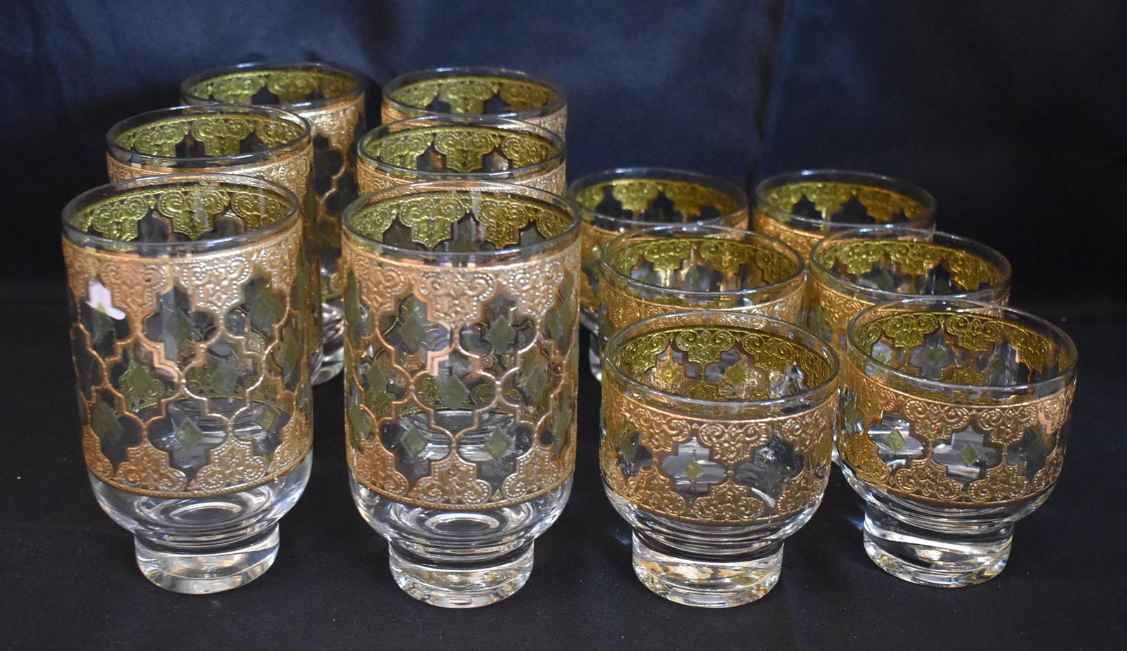 Culver Valencia Green & Gold Glasses (12) (1 of 1)