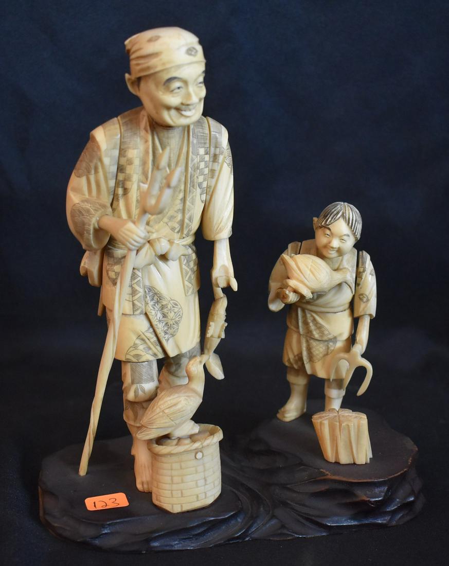 Oriental Carved Fishermen. (1 of 6)