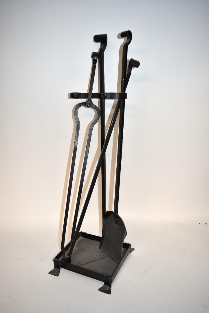 Set of Hand Wrought Iron Fireplace Tools (1 of 3)