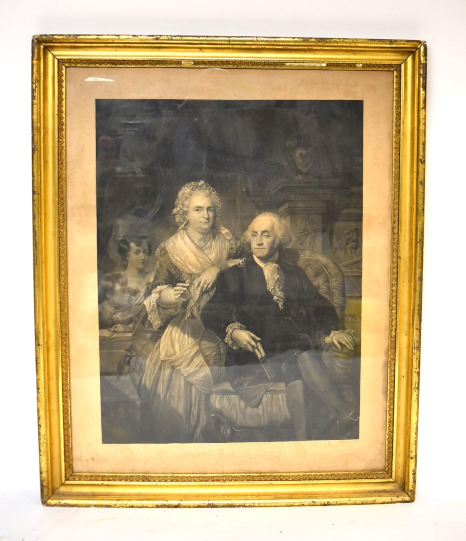 Framed Mezzotint Engraving - Washington At Home (1 of 8)