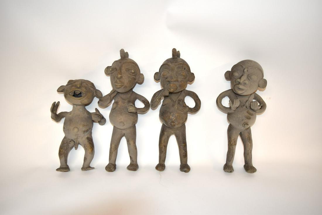 Four(4) Benin Style Bronze Figures (1 of 3)