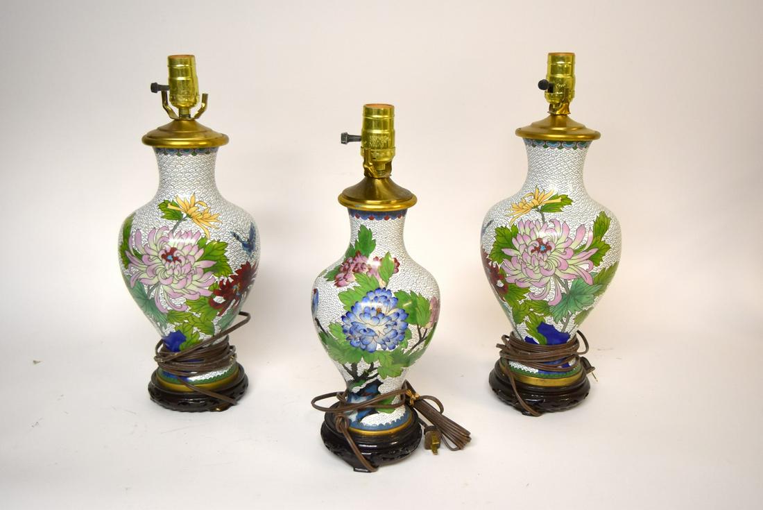 Three(3) Chinese Cloisonne Lamps (1 of 4)