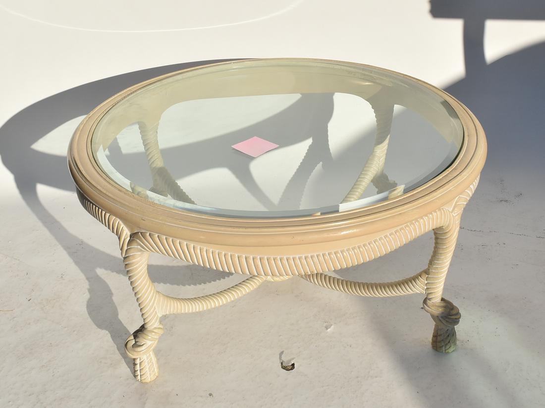 Hollywood Regency Pickled Wood Coffee Table (1 of 6)