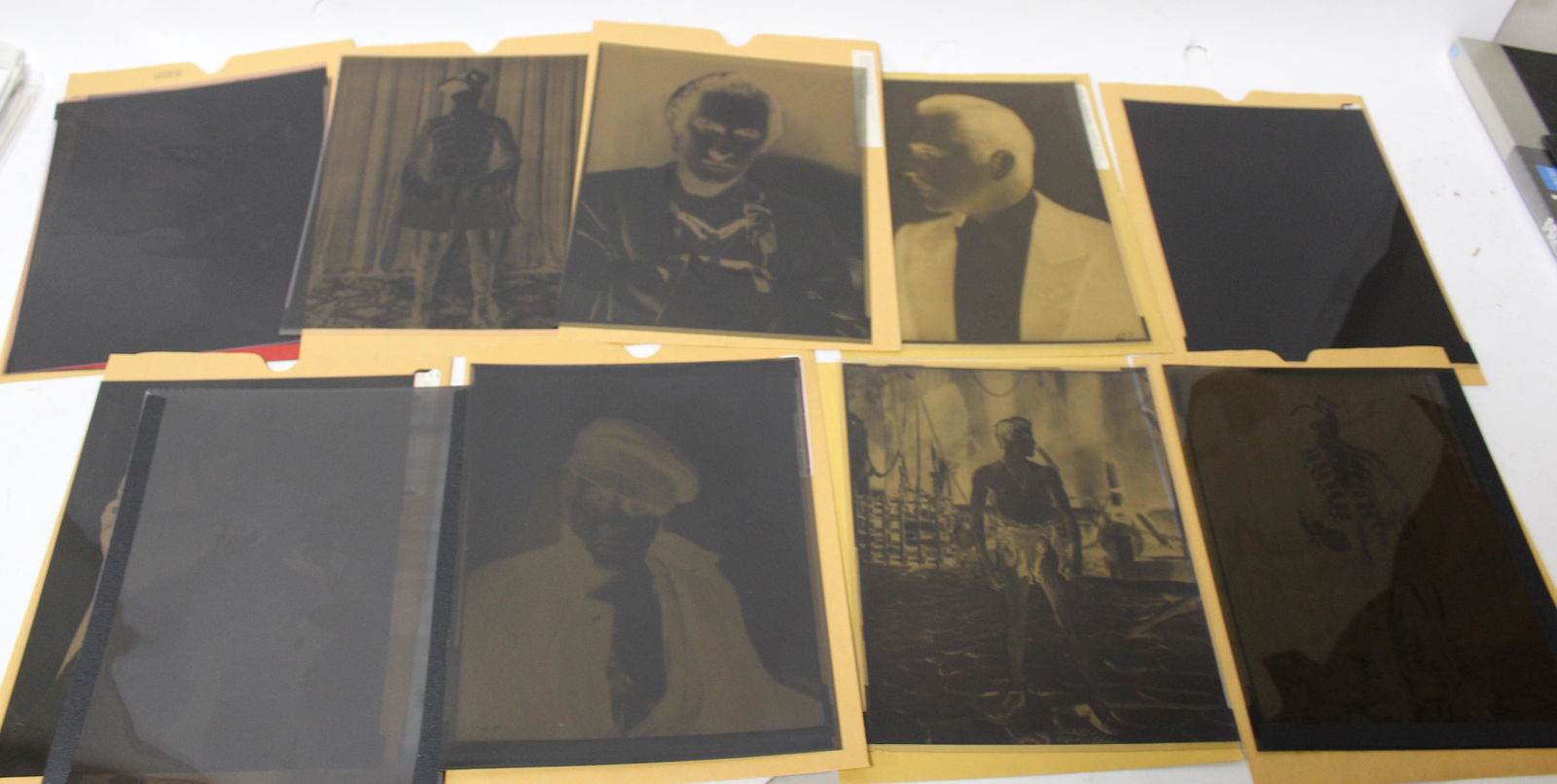 Barrymore Family & Movie Negatives(12): John Barrymore, profile portrait, 1926-1927;and candid, in General Crack (2) ; unidentified scene with two glamour girls; unidentified scene with two men; portrait as Moby Dick; in Sea Beast 1926' in