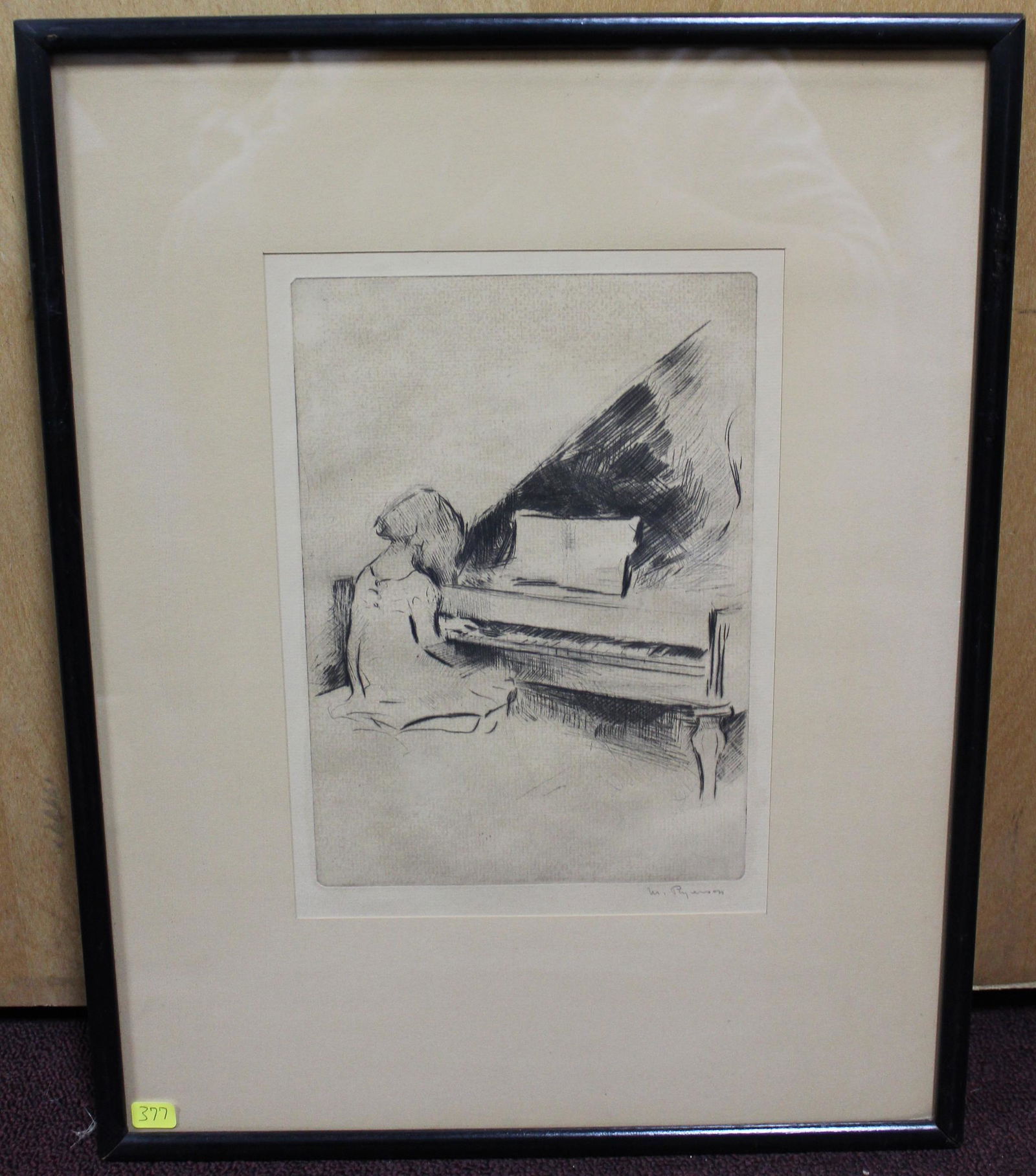"Girl at the Piano" Margery Ryerson Sgd. Etching (1 of 3)