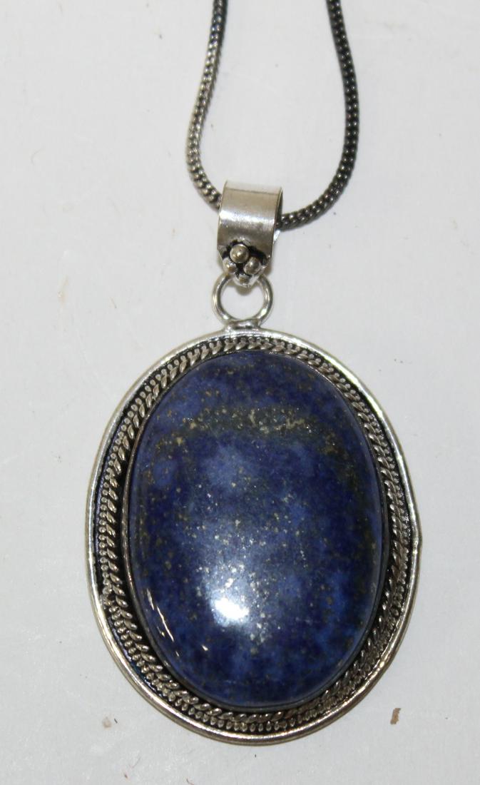 Lapis German Silver Pendant Necklace (1 of 1)