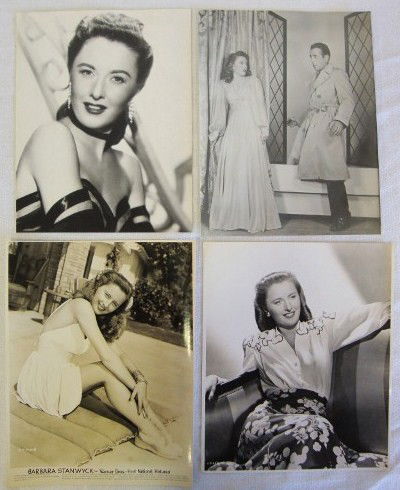 BARBARA STANWYCK MOVIE STILLS ALBUM (85): Scene from The Bride Wore Boots, Paramount, 1946 (1); c/u glamour portrait (1); scenes from California, Paramount, (2); scenes from Two Mrs. Carrolls, Warner Bros, 1947 (3); c/u glamour portrait (1);