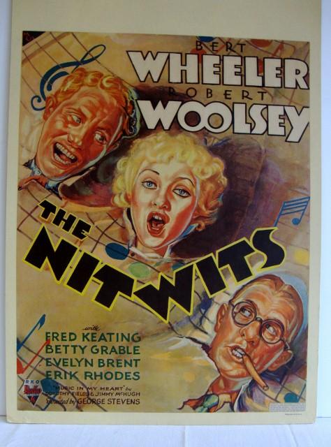 WINDOW CARD "THE NIT WITS": RKO. 1935. Bert Wheeler. Robert Woolsey. 14 x 22. VF (creased upper right corner)