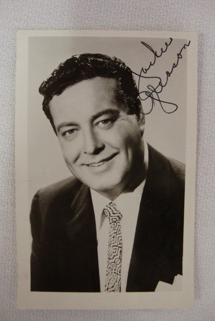 JACKIE GLEASON SIGNED PHOTO: Signed U.R. in black ink Jackie Gleason. 3 1/2" x 5 1/2"