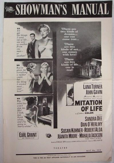 TWO LANA TURNER SHOWMAN'S MANUALS.: Imitation of Life. Universal. 1959. with John Gavin, 10 pages uncut; Portrait in Black. Universal 1960 with Anthony Quinn. 28 pages uncut. VF